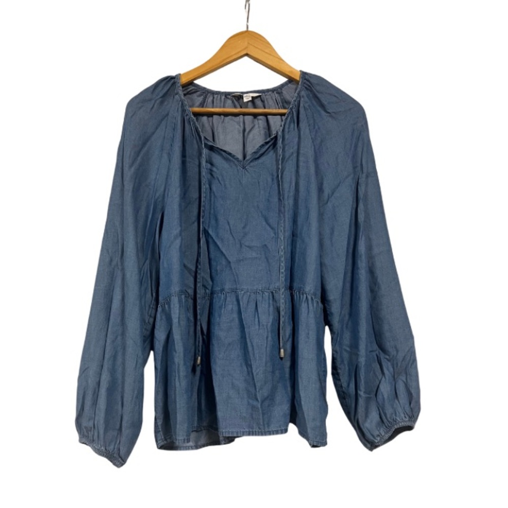 Time and Tru Women's Blue Peasant Blouse